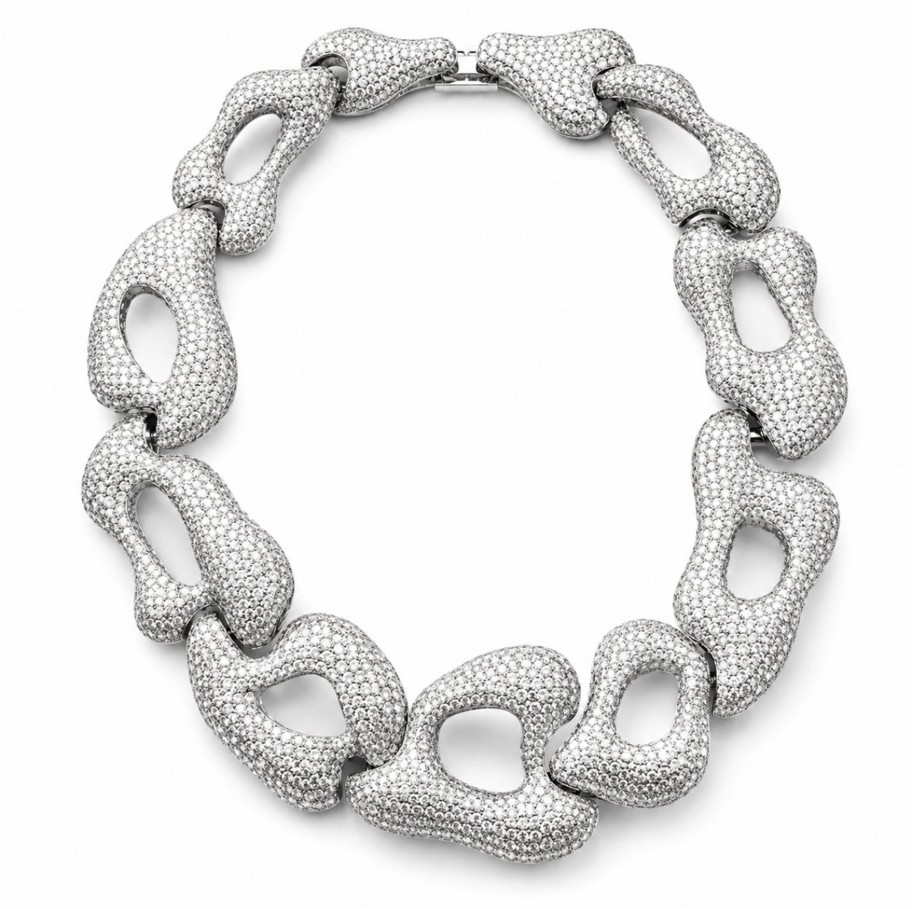 Organic pavé link necklace