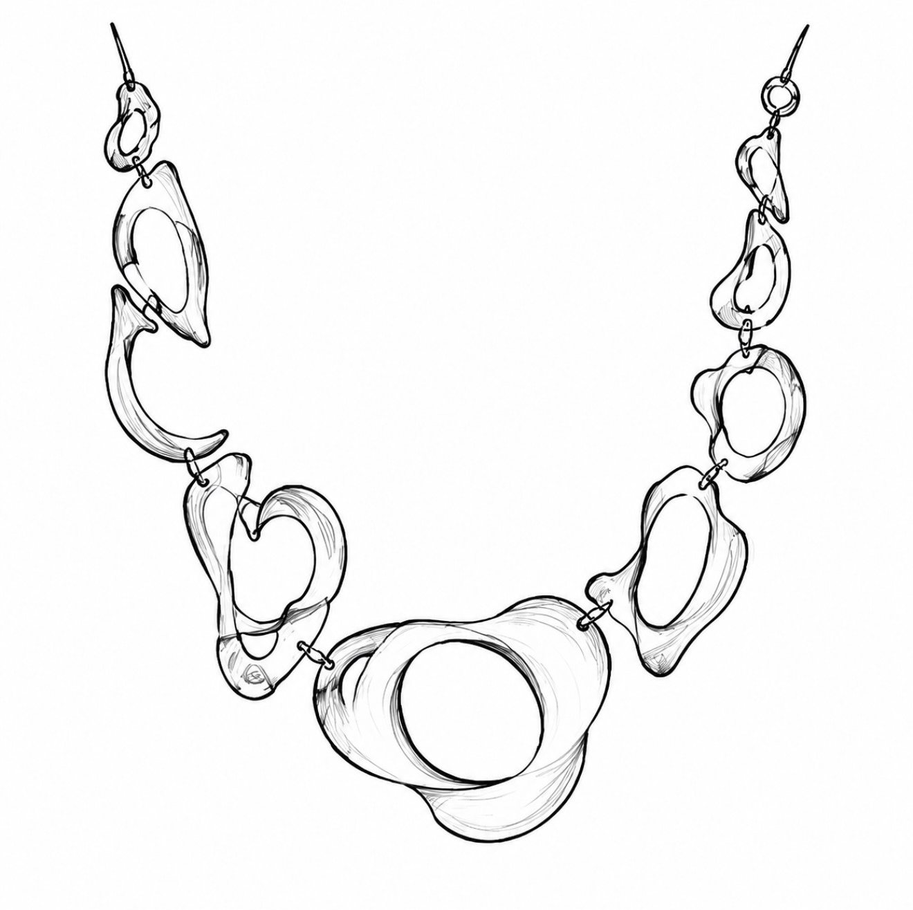 Line sketch of an organic link necklace