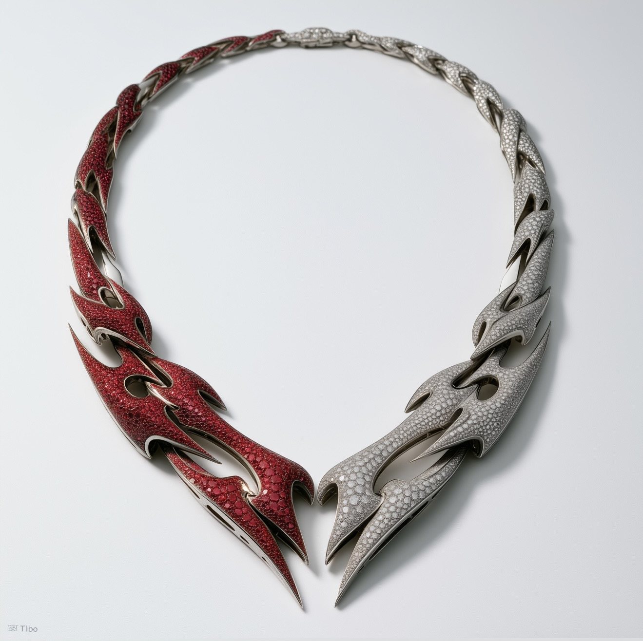 Collar study in ruby tones