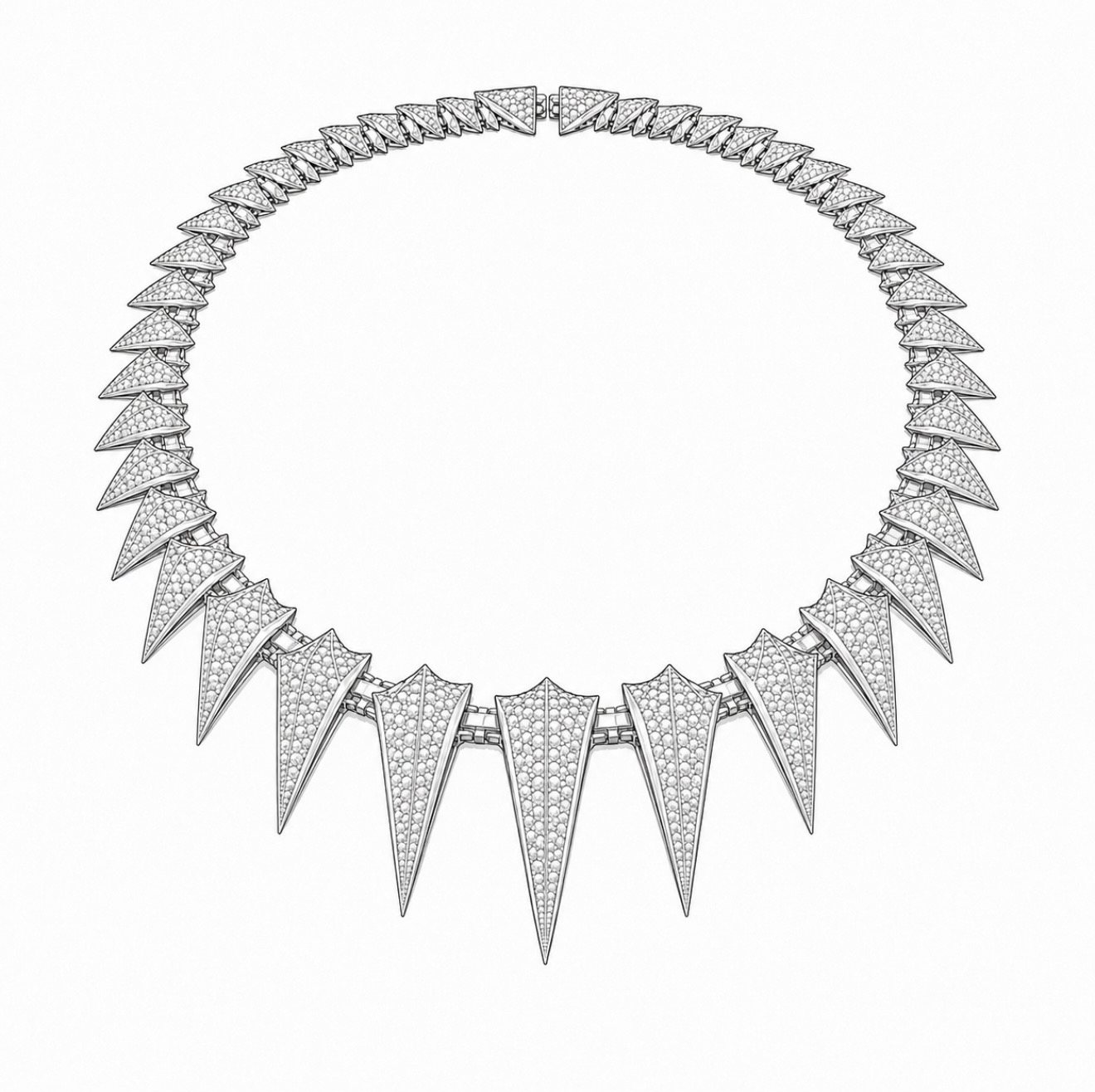 Graduated spike diamond necklace