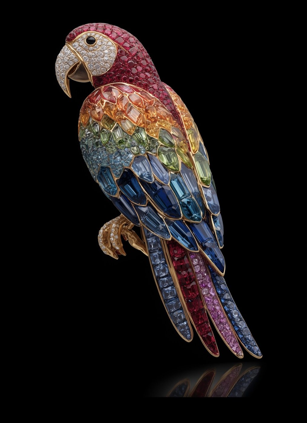Rainbow parrot brooch